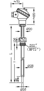 煙道、風道熱電偶